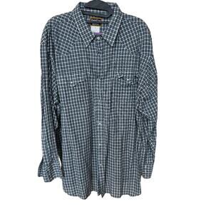 Vintage Western Gear Button Up Shirt XXL Round Em Pearl Snap Plaid Cowboy‎ Texas